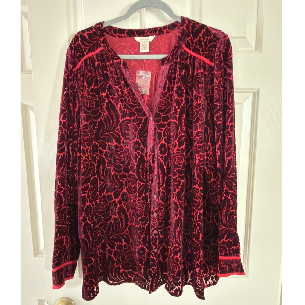Sundance “Velvet Obsession” Button Down Shirt|Crimson|NWT|size XL